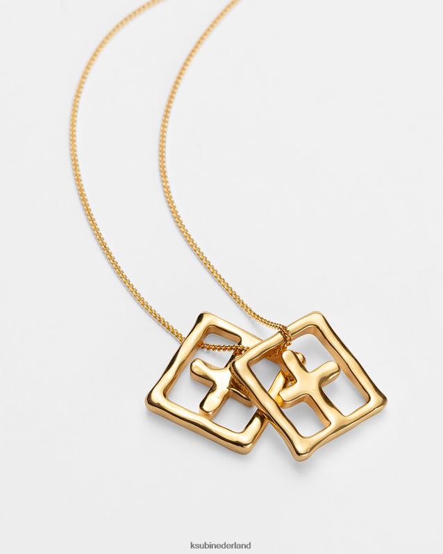 Ksubi unisex 18k dripps box kruisketting XT0TV251 accessoires goud