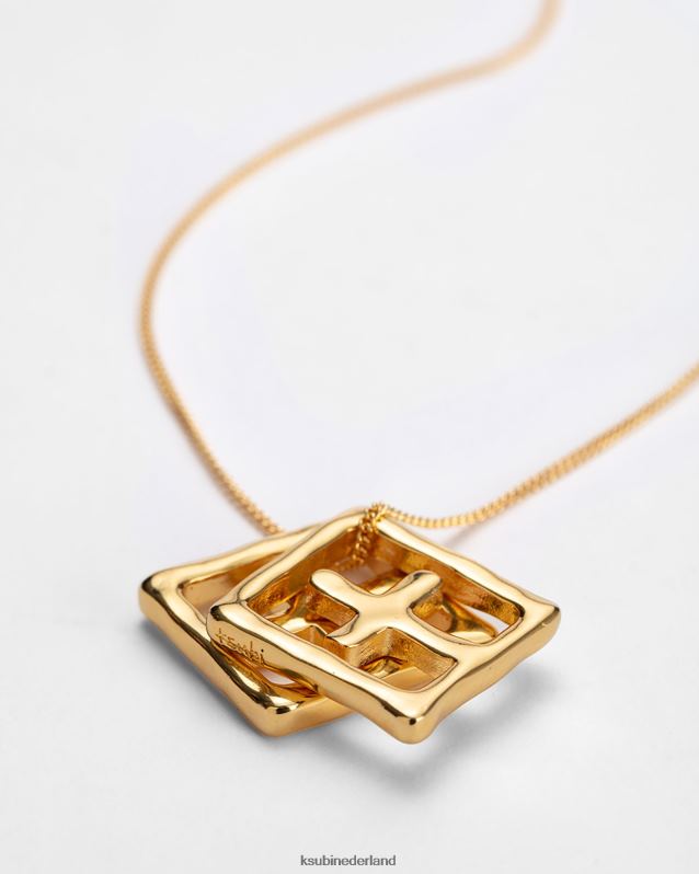 Ksubi unisex 18k dripps box kruisketting XT0TV251 accessoires goud