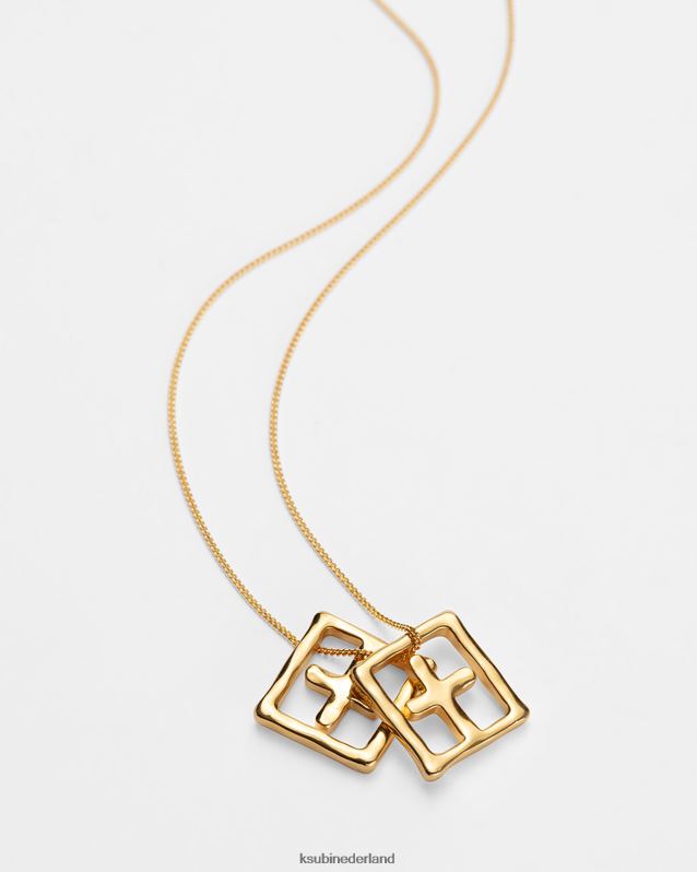 Ksubi unisex 18k dripps box kruisketting XT0TV251 accessoires goud