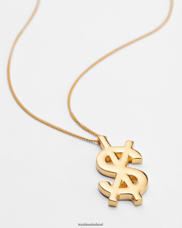 Ksubi unisex 18k dripps kruis dollar ketting XT0TV240 accessoires goud