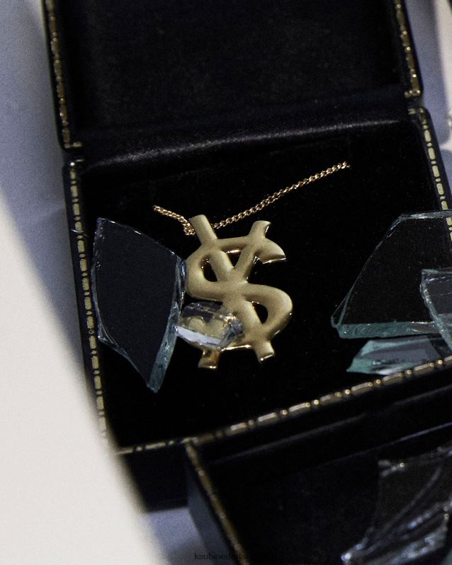 Ksubi unisex 18k dripps kruis dollar ketting XT0TV240 accessoires goud