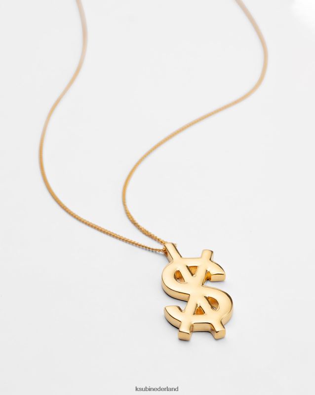 Ksubi unisex 18k dripps kruis dollar ketting XT0TV240 accessoires goud