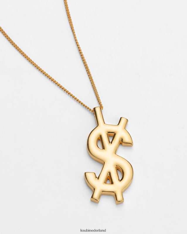 Ksubi unisex 18k dripps kruis dollar ketting XT0TV240 accessoires goud