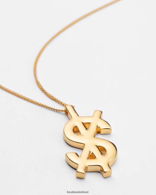 Ksubi unisex 18k dripps kruis dollar ketting XT0TV240 accessoires goud