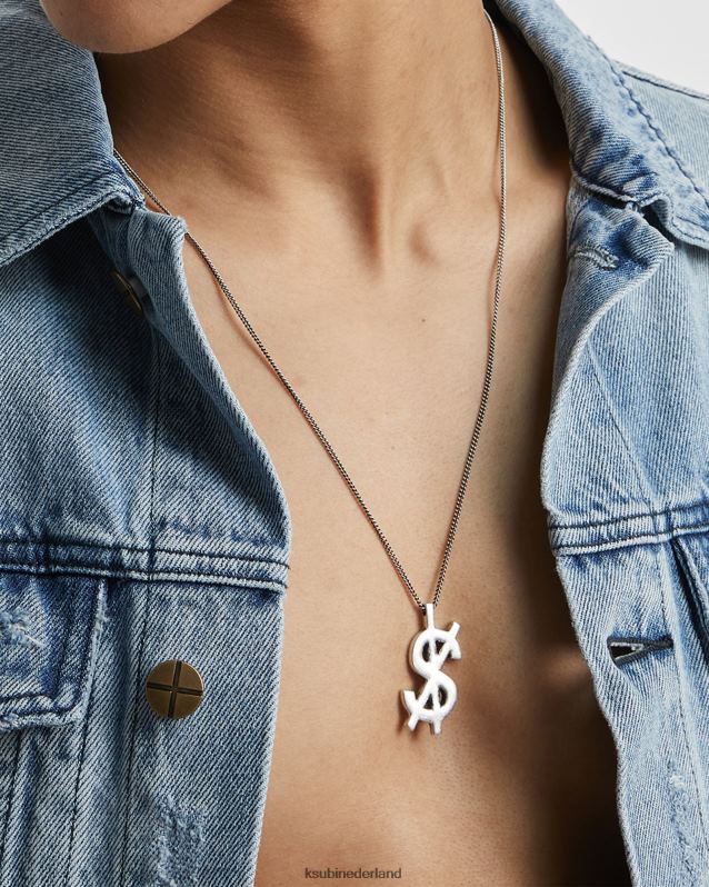 Ksubi unisex 925 dripps kruis dollar ketting XT0TV243 accessoires zilver