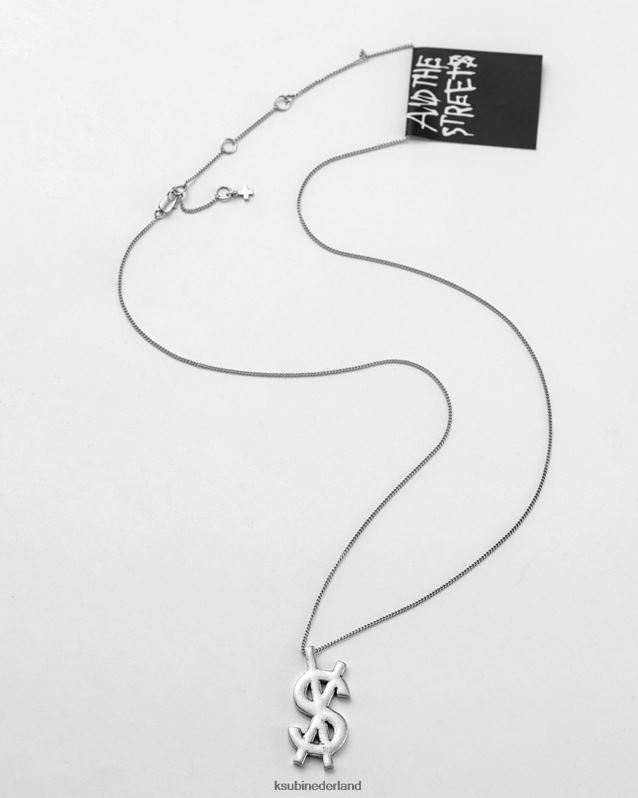 Ksubi unisex 925 dripps kruis dollar ketting XT0TV243 accessoires zilver