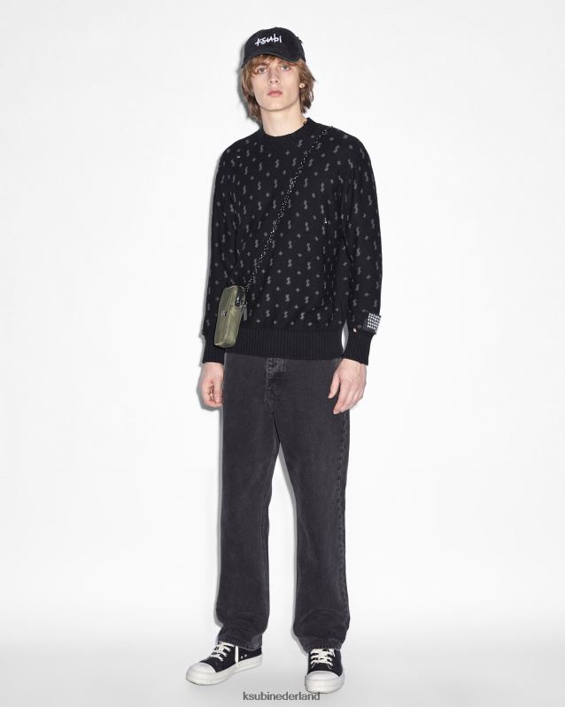 Ksubi mannelijk allstar gebreide crew XT0TV328 kleding zwart