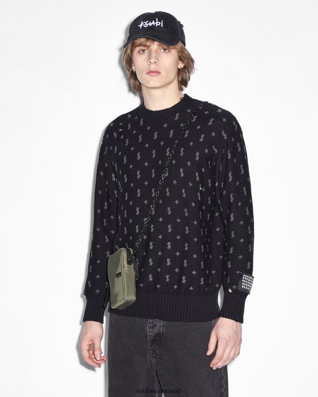 Ksubi mannelijk allstar gebreide crew XT0TV328 kleding zwart