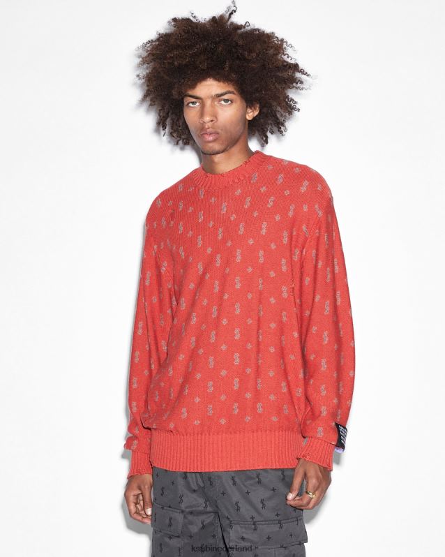 Ksubi mannelijk allstar gebreide crew-fakkel XT0TV336 kleding oranje