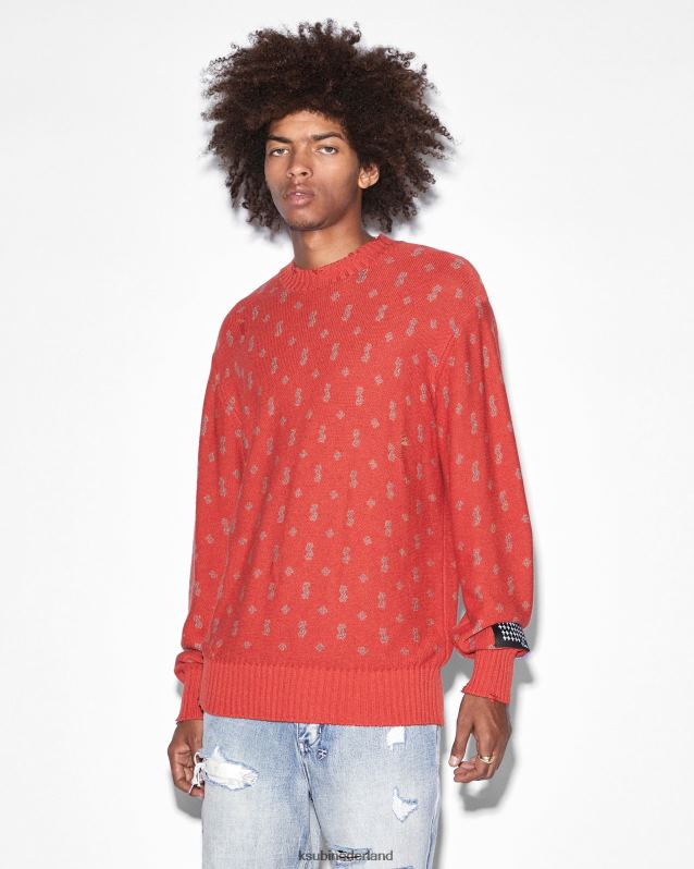 Ksubi mannelijk allstar gebreide crew-fakkel XT0TV336 kleding oranje