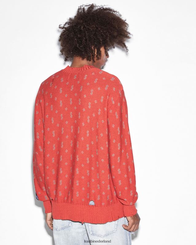 Ksubi mannelijk allstar gebreide crew-fakkel XT0TV336 kleding oranje