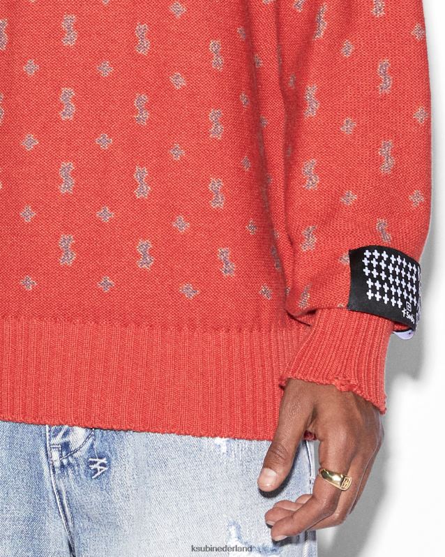 Ksubi mannelijk allstar gebreide crew-fakkel XT0TV336 kleding oranje