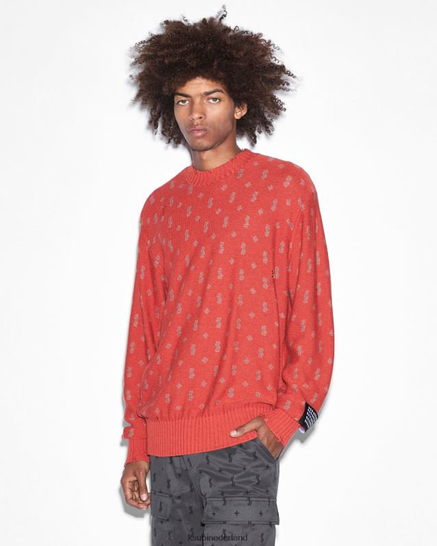 Ksubi mannelijk allstar gebreide crew-fakkel XT0TV336 kleding oranje