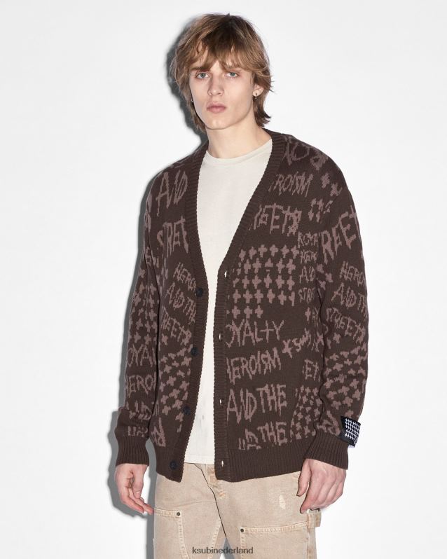 Ksubi mannelijk heldendom vest java XT0TV342 kleding bruine afdruk