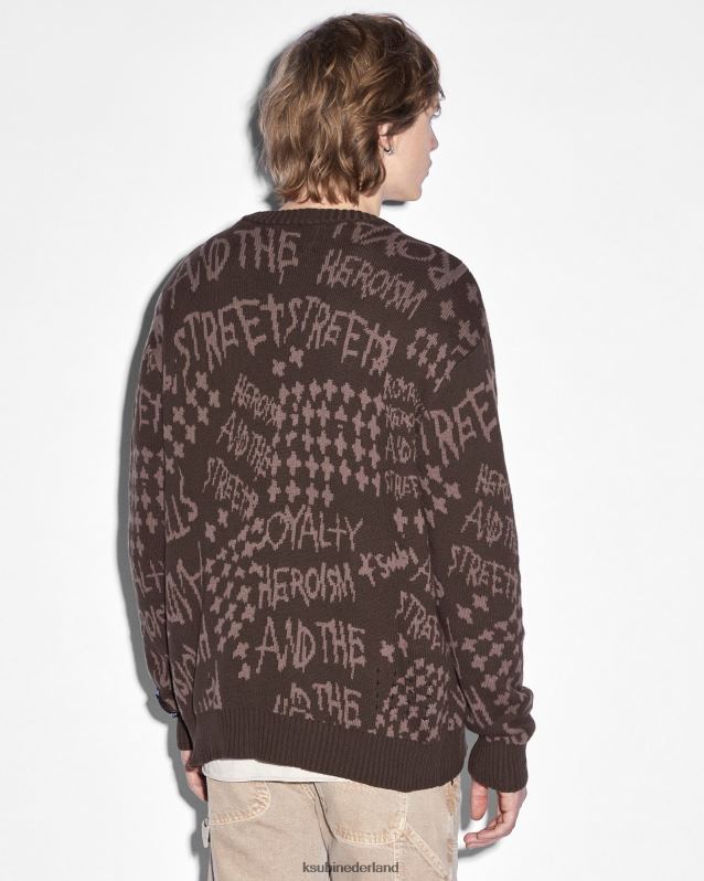 Ksubi mannelijk heldendom vest java XT0TV342 kleding bruine afdruk