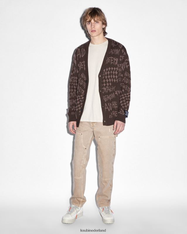Ksubi mannelijk heldendom vest java XT0TV342 kleding bruine afdruk