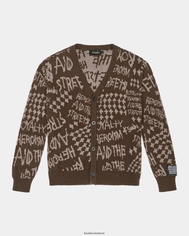 Ksubi mannelijk heldendom vest java XT0TV342 kleding bruine afdruk