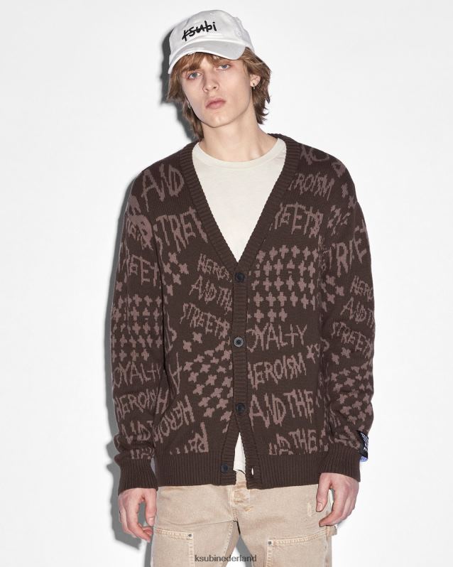 Ksubi mannelijk heldendom vest java XT0TV342 kleding bruine afdruk