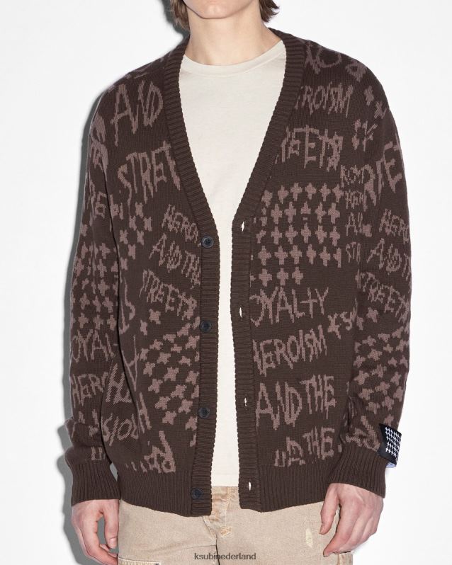 Ksubi mannelijk heldendom vest java XT0TV342 kleding bruine afdruk