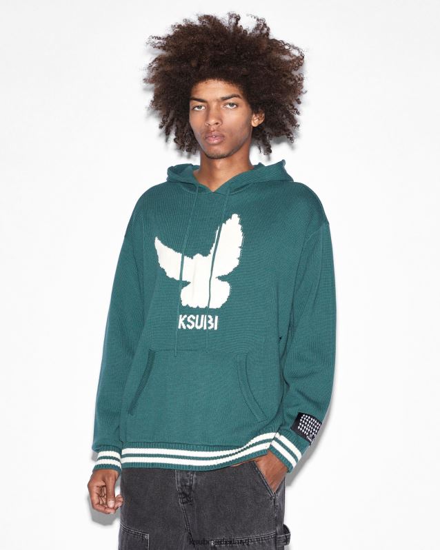 Ksubi mannelijk vluchtgebreide hoodie XT0TV358 kleding groente