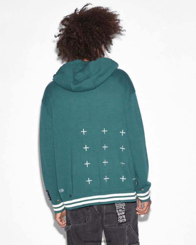 Ksubi mannelijk vluchtgebreide hoodie XT0TV358 kleding groente