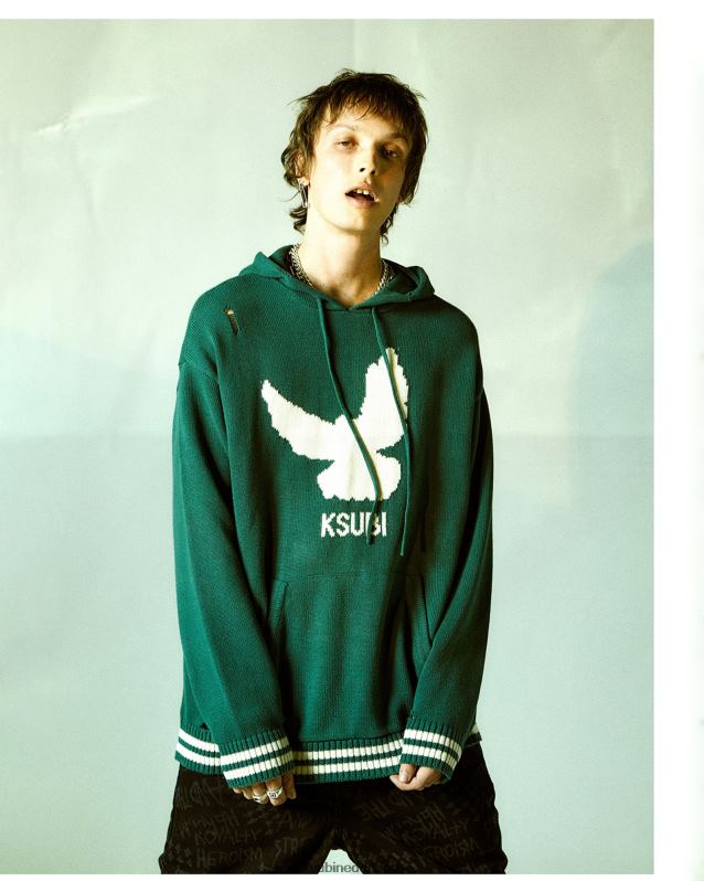 Ksubi mannelijk vluchtgebreide hoodie XT0TV358 kleding groente