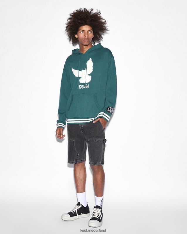 Ksubi mannelijk vluchtgebreide hoodie XT0TV358 kleding groente