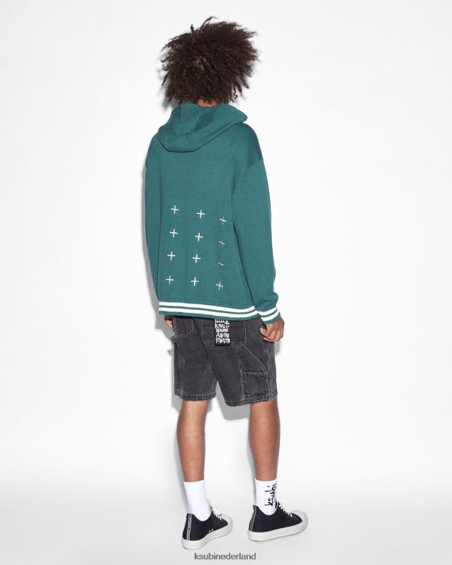 Ksubi mannelijk vluchtgebreide hoodie XT0TV358 kleding groente