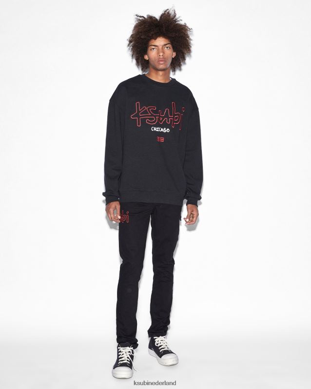 Ksubi mannelijk Chicago 4x4 Biggie-crew XT0TV494 kleding pikzwart