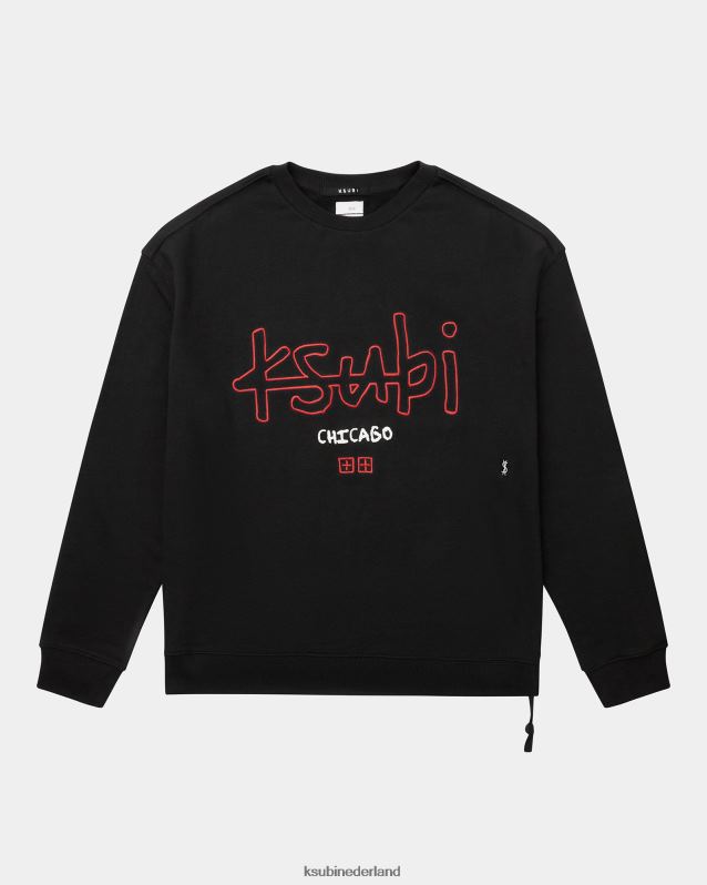 Ksubi mannelijk Chicago 4x4 Biggie-crew XT0TV494 kleding pikzwart