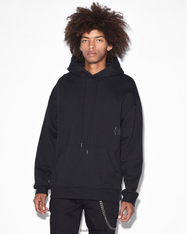 Ksubi mannelijk Kristallen bling biggie hoodie XT0TV355 kleding zwart
