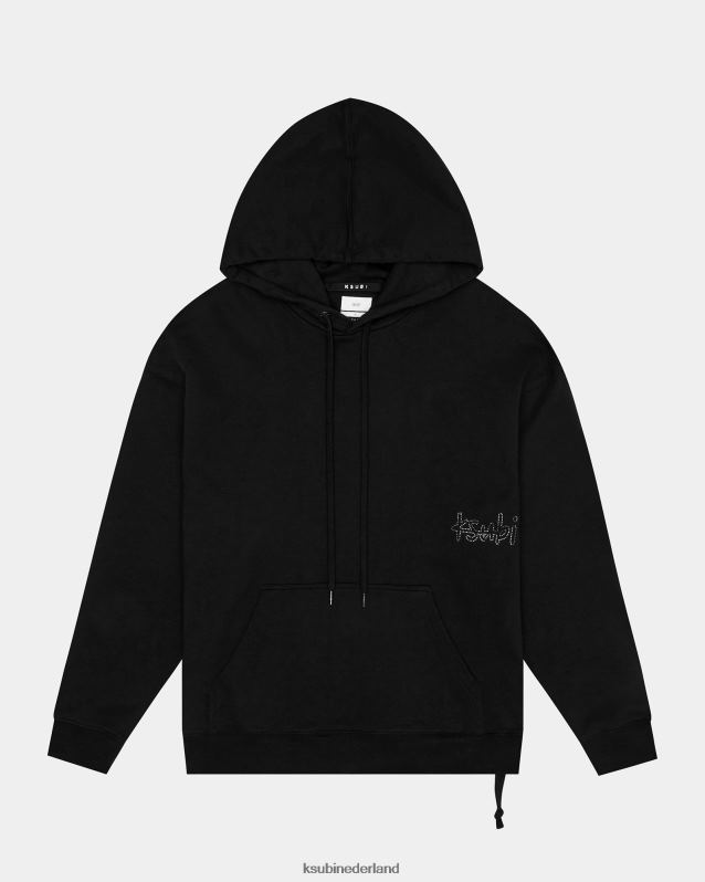 Ksubi mannelijk Kristallen bling biggie hoodie XT0TV355 kleding zwart