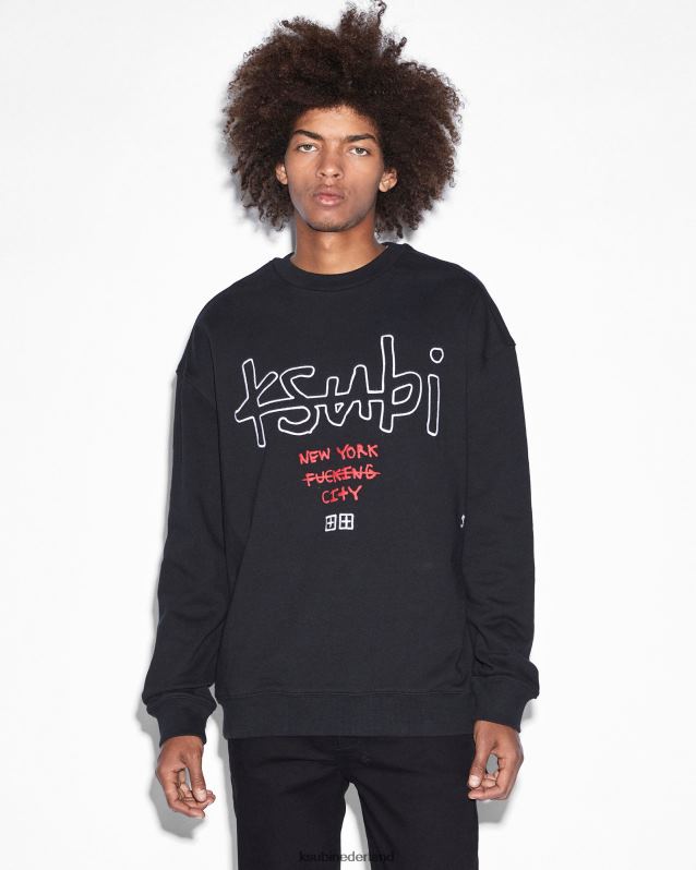 Ksubi mannelijk NYC 4x4 Biggie-crew XT0TV491 kleding pikzwart