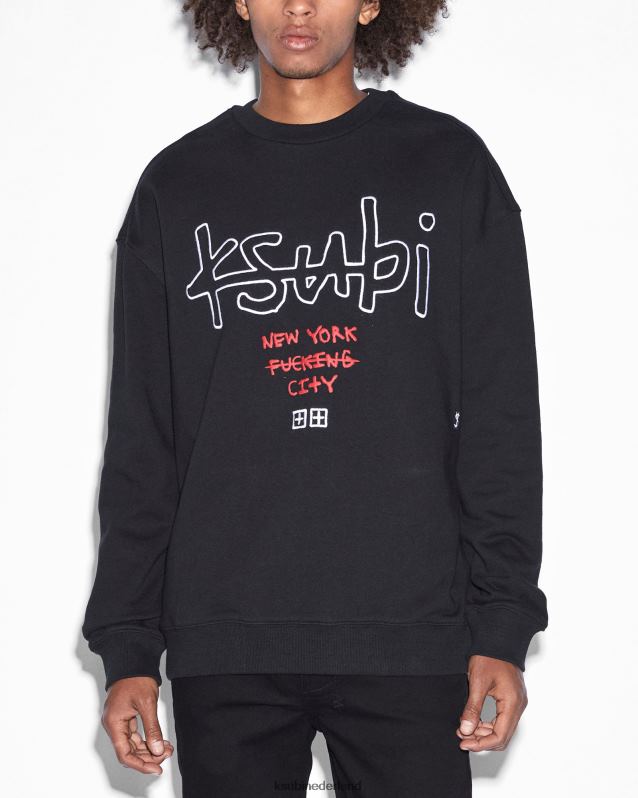 Ksubi mannelijk NYC 4x4 Biggie-crew XT0TV491 kleding pikzwart