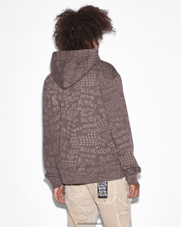 Ksubi mannelijk heldenmoed kash hoodie java XT0TV349 kleding bruine afdruk