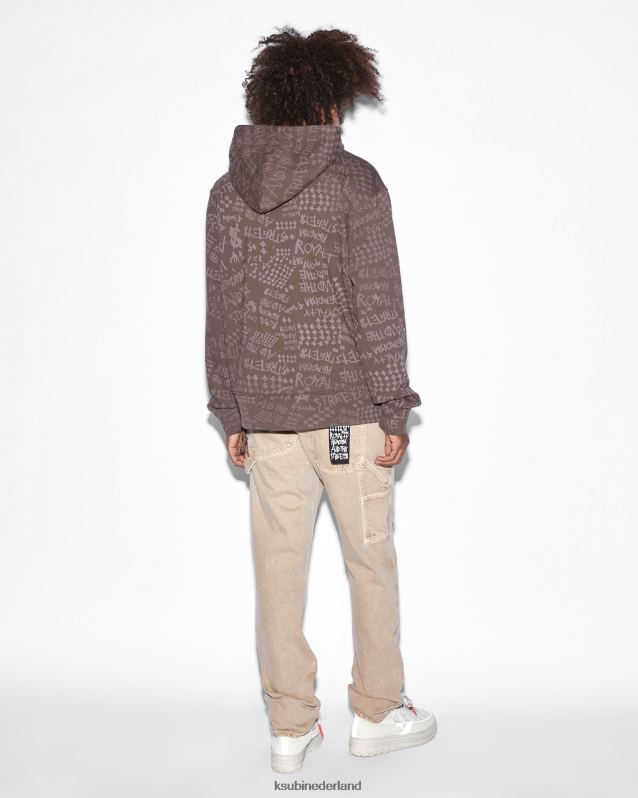 Ksubi mannelijk heldenmoed kash hoodie java XT0TV349 kleding bruine afdruk
