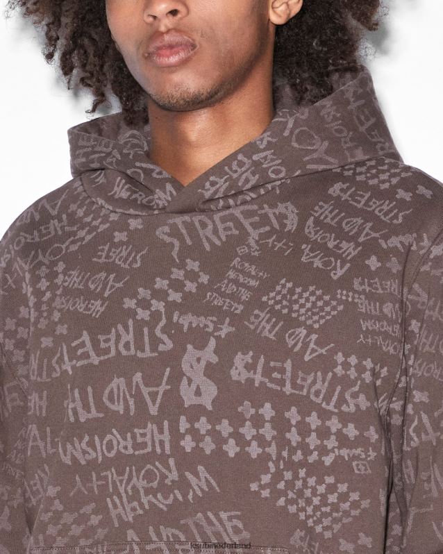 Ksubi mannelijk heldenmoed kash hoodie java XT0TV349 kleding bruine afdruk