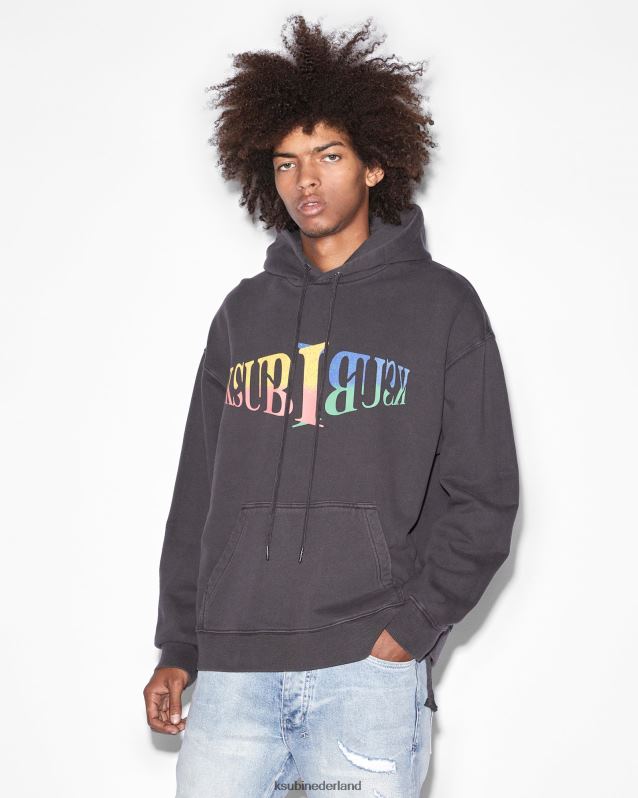 Ksubi mannelijk kruispunt biggie hoodie XT0TV439 kleding vervaagd zwart
