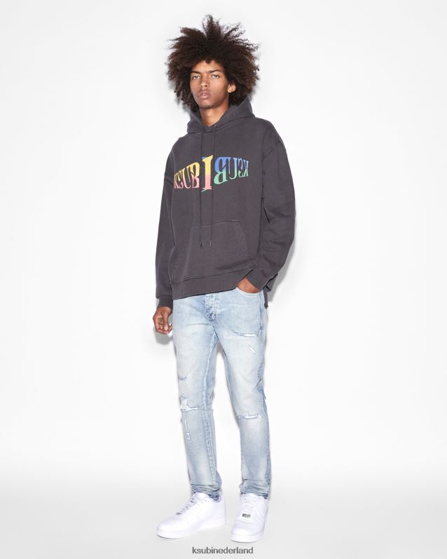 Ksubi mannelijk kruispunt biggie hoodie XT0TV439 kleding vervaagd zwart
