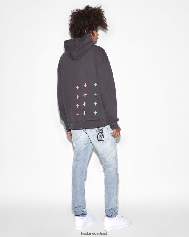 Ksubi mannelijk kruispunt biggie hoodie XT0TV439 kleding vervaagd zwart