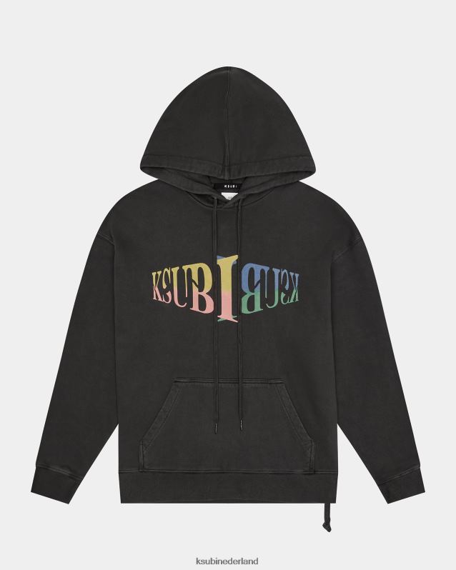 Ksubi mannelijk kruispunt biggie hoodie XT0TV439 kleding vervaagd zwart