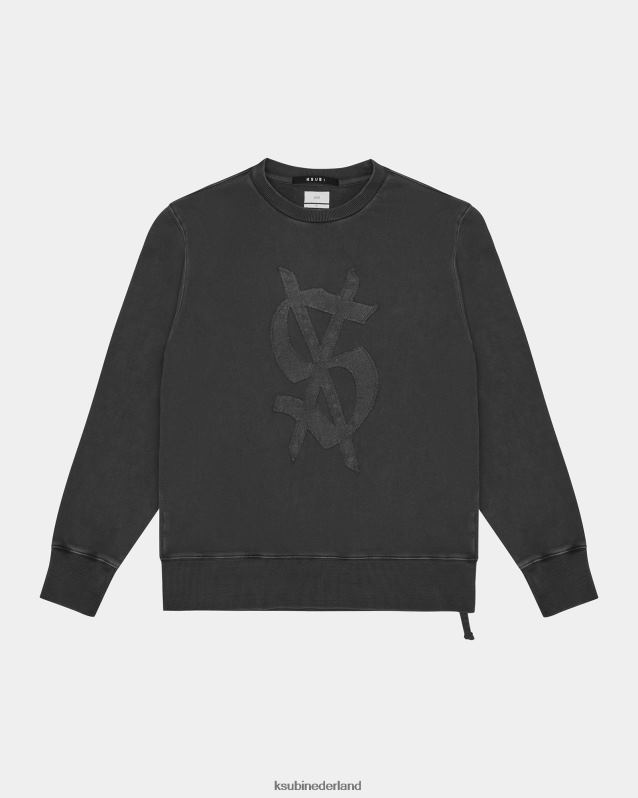 Ksubi mannelijk reverso kash-crew XT0TV393 kleding vervaagd zwart