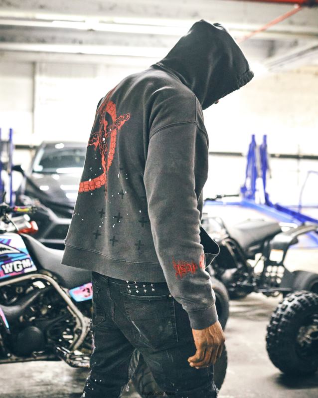 Ksubi mannelijk zo snel mogelijk tyy biggie hoodie XT0TV511 kleding vervaagd zwart