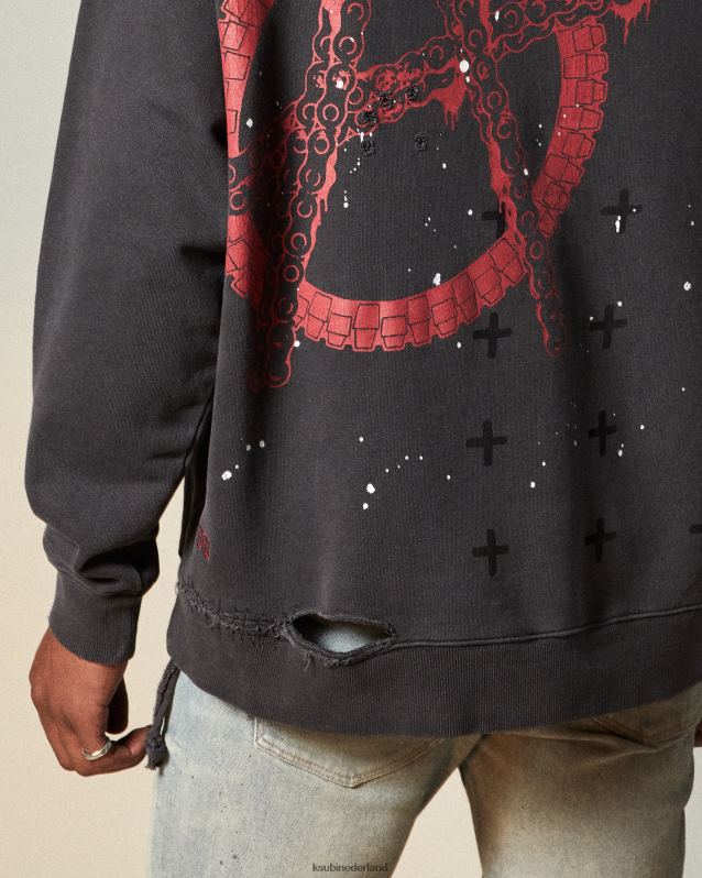 Ksubi mannelijk zo snel mogelijk tyy biggie hoodie XT0TV511 kleding vervaagd zwart