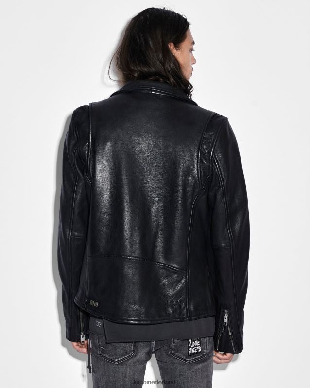 Ksubi mannelijk leren capitoljack XT0TV471 kleding zwart
