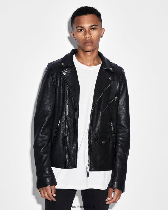 Ksubi mannelijk leren capitoljack XT0TV471 kleding zwart