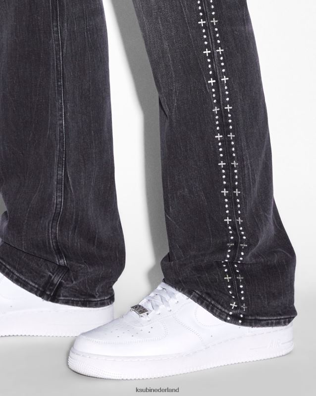 Ksubi mannelijk bronko metalik streep XT0TV309 kleding zwart