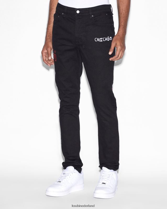 Ksubi mannelijk chicago gelegd XT0TV485 kleding zwart