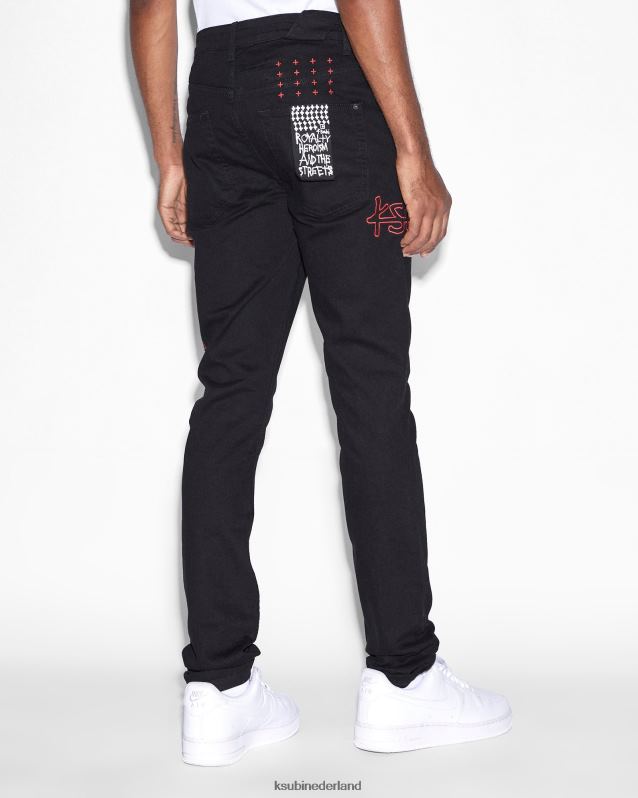 Ksubi mannelijk chicago gelegd XT0TV485 kleding zwart