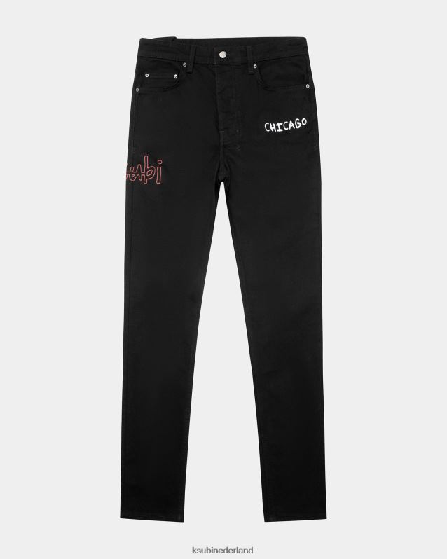Ksubi mannelijk chicago gelegd XT0TV485 kleding zwart